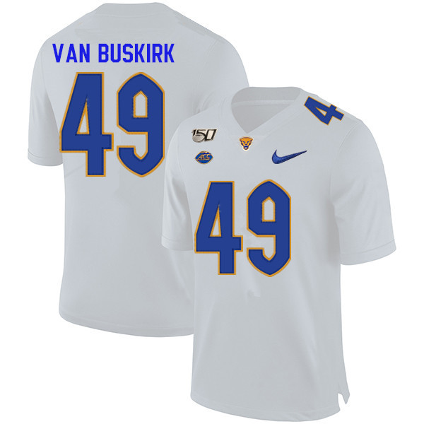 2019 Men #49 Ethan Van Buskirk Pitt Panthers College Football Jerseys Sale-White